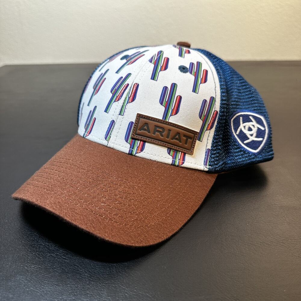 Ariat Hat Cap Snap Back Unisex One Size Cactus Print Mesh Trucker Western